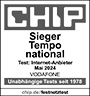 CHIP Sieger Tempo national Test: Internet-Anbieter Mai 2024 Vodafone